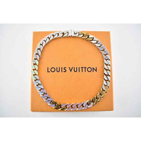 Louis Vuitton Soapy Cuban Link Gold Silver Crystal Virgil Abloh Chain Necklace - Picture 2 of 12